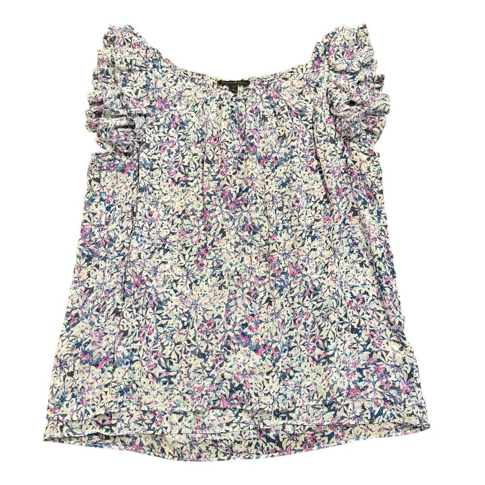 Banana Republic Women’s purple floral tank blouse with ruffles Size PL